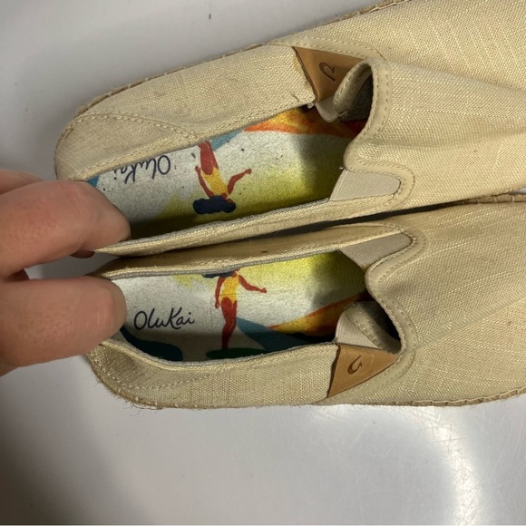 Olukai Kaula Ka’a Kapa linen drop in espadrille flats size 10 - Picture 9 of 13